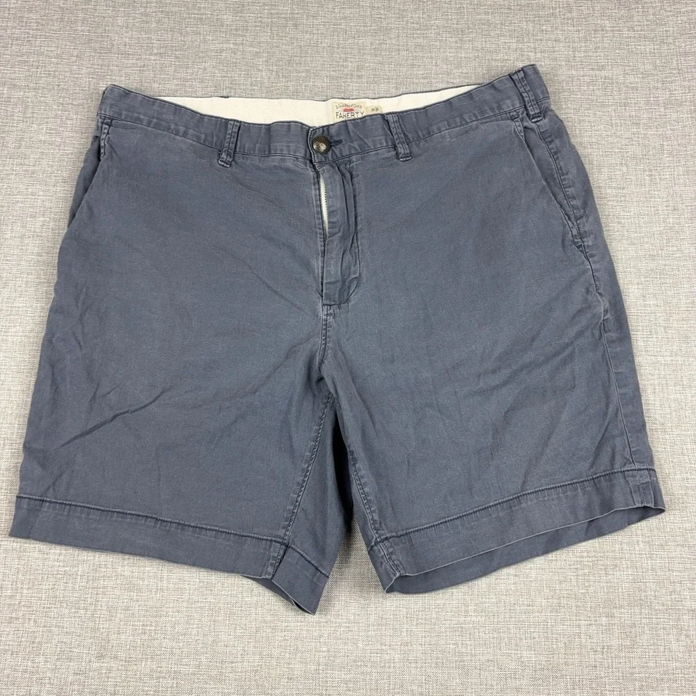 Faherty Shorts Mens 35 Blue Organic Cotton Stretch Chino 10 Inseam Casual